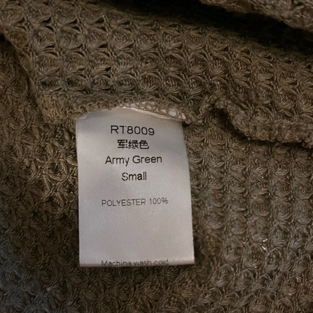 Boho Oversized Textured Comfy Waffle Knit Sweater, Sz S, Army Green (brand unav) - Picture 4 of 5